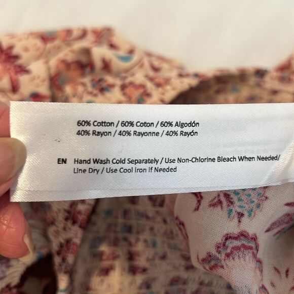 BOG Collective size Xsmall smocked pink cream and red floral jumpsuit worn once - Picture 4 of 13